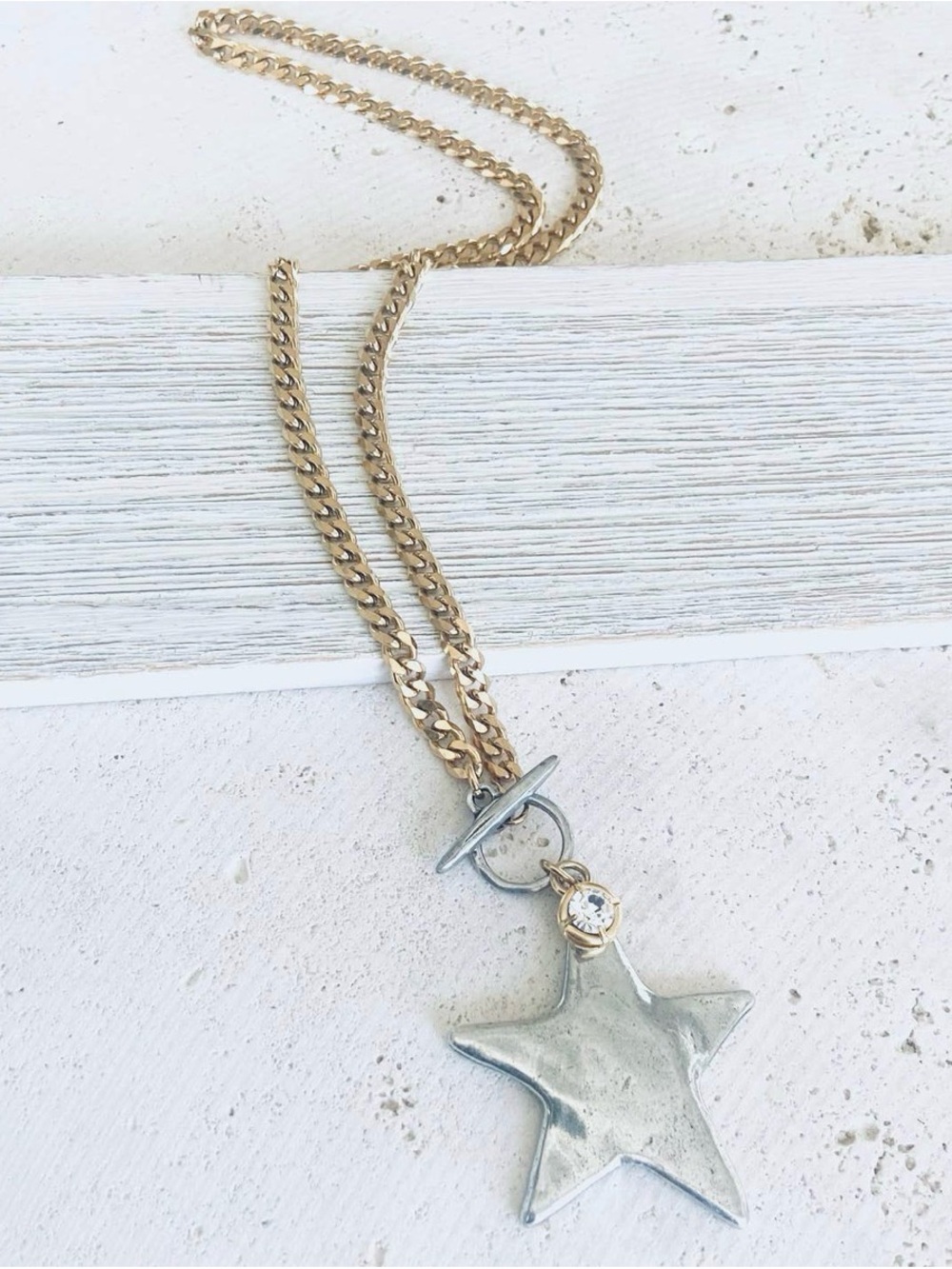 Gold Chain Necklace with Silver Star Pendant